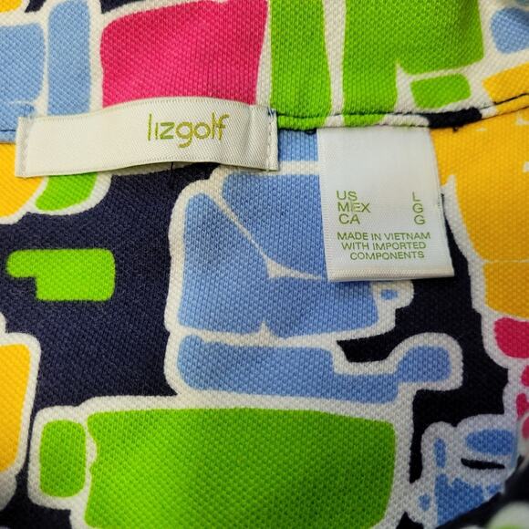 Lizgolf Geometric Print Quarter Zip Sleeveless Top size Large - Picture 4 of 6